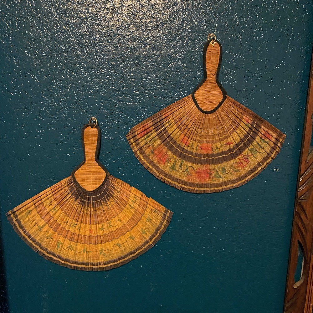 Set of 2 Vintage Japanese Uchiwa Fans